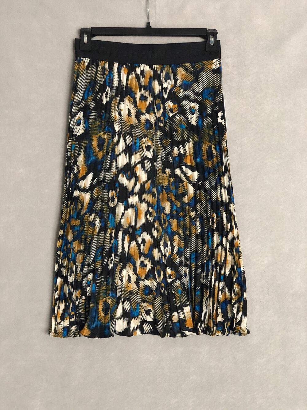 DKNY Pleated Midi Skirt Brstrk Leo Women's Medium NEW